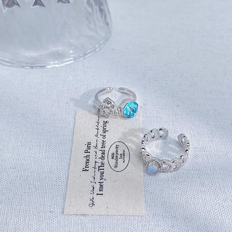 Delicate Colored Treasure Rose Micro-Inlaid Zircon Light Luxury Open Ring Female Niche Design Chain High-End Ring Female