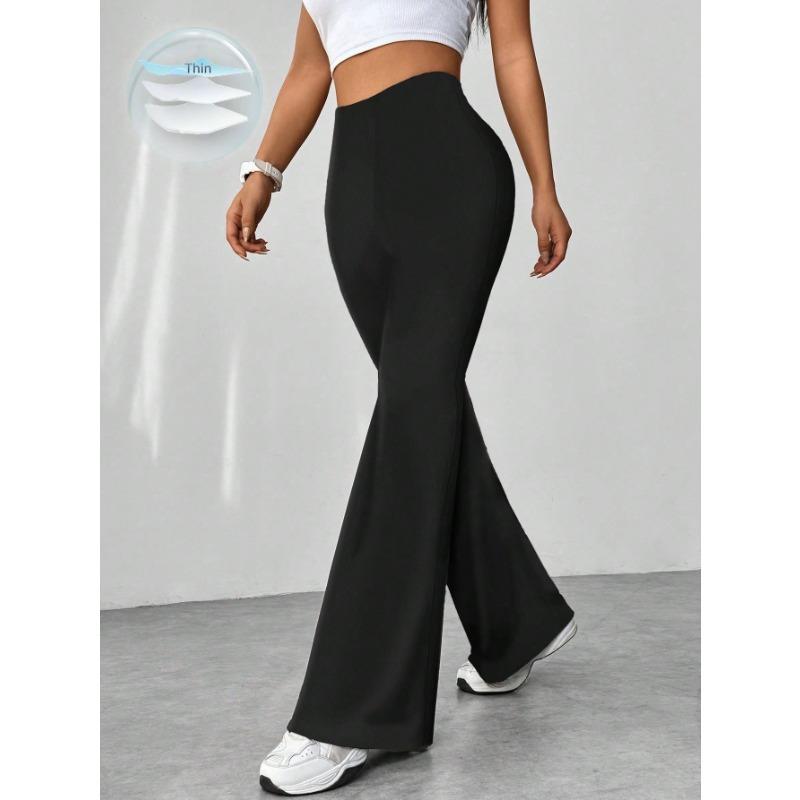 DAFIFY Women's Fashion Casual Solid Color Print High Waist Trousers Pants & Capris