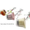 Cute Love Shaped Japanese Pudding Keychain Beaded Y2K Egg Flan Charm Flower Star Butterfly Bow Bag Pendant Backpack Decoration