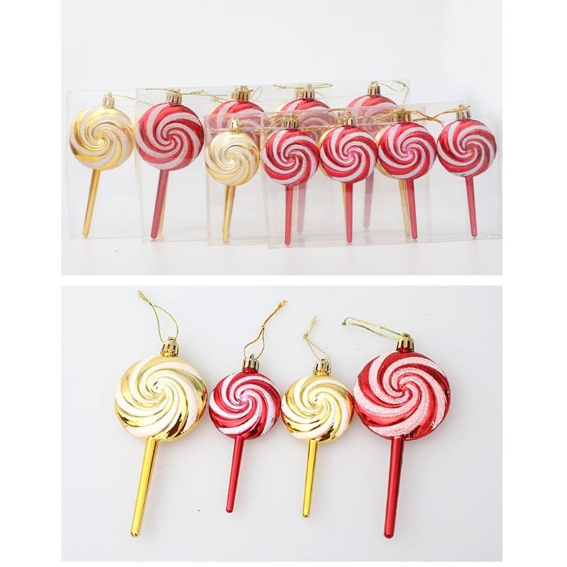 Christmas Tree Decorations Candy Ornaments Pack of 4 Lollipop Hanging Ornaments for Festivals