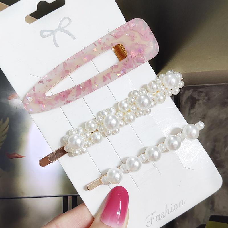 Pearl Hair Clip For Women Korean 3/4pcs Geometric Hairpins Set Hair Berrettes Girl Hairgrip Side Clip Hair Accessories