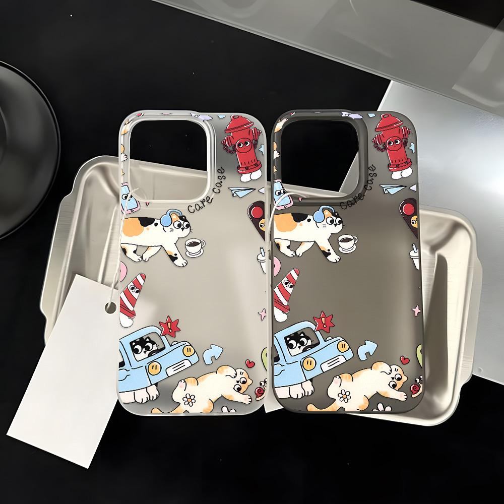 Mobile Phone Cases for iPhone 11 13 15 Pro Max 12 14 Pro Max Case iPhone 16 15 Plus 13 Pro 12 Mini 13 Mini Frosted Texture Painted Cartoon Flowers