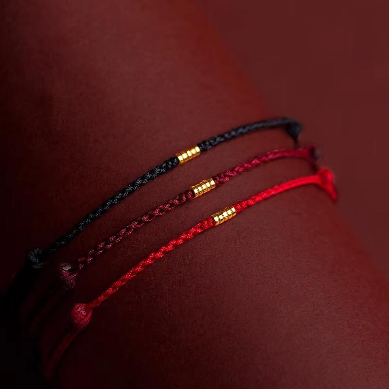 Gold Bead Bracelet Charm Adjustable Bracelet Lucky Red Rope Bracelet Gold Color For Gifts Office Wedding