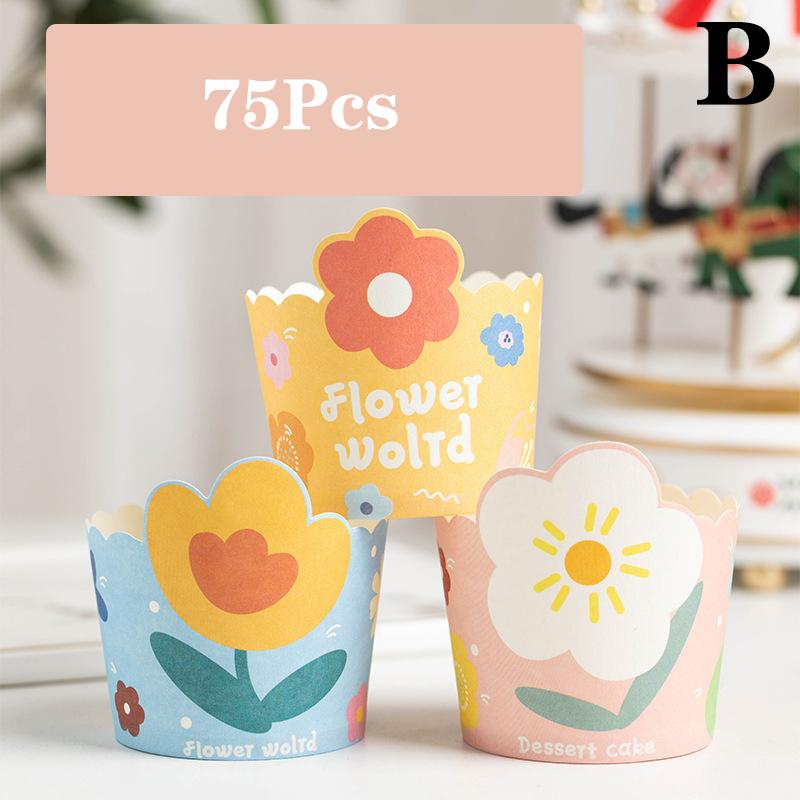 50/60/75Pcs Cartoon Muffin Cupcake Paper Cup For Wedding Party Assiettes Cupcake Liner Baking Cup Tray Cake Pastry Wrapper Case