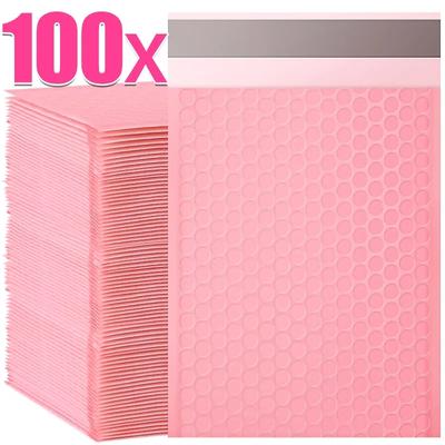 100/10x Pink Bubble Bag Various Size Bubble Mailers Self Seal Padded Envelopes Pink Gift Bags for Small Businesses Home Storage