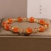 Luxury Orange Red Agate & Yellow Crystal Heart Bracelet for Women, Exquisite Gift for Best Friend