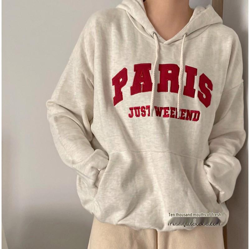 

2025 Spring/Fall Retro Loose American Letter Hoodie for Women L [100-120 lbs]