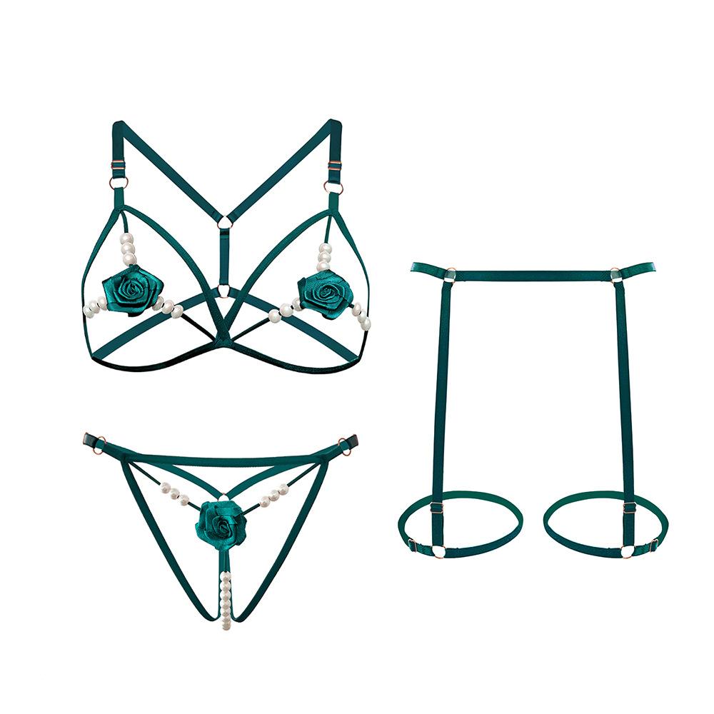 2 Piece Set Sexy Interesting Underwear Set for Women Solid Color Lace See-through Bra Exotic Sexy Lingerie Set Erotic Costume