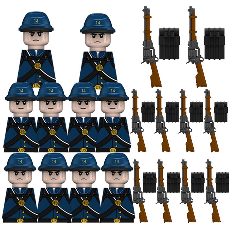 Kids Toys Civil War Volunteer Corps Infantry Soldiers West Cowboy  Weapon Equipment Figures Sets Childrens Birthday Gifts