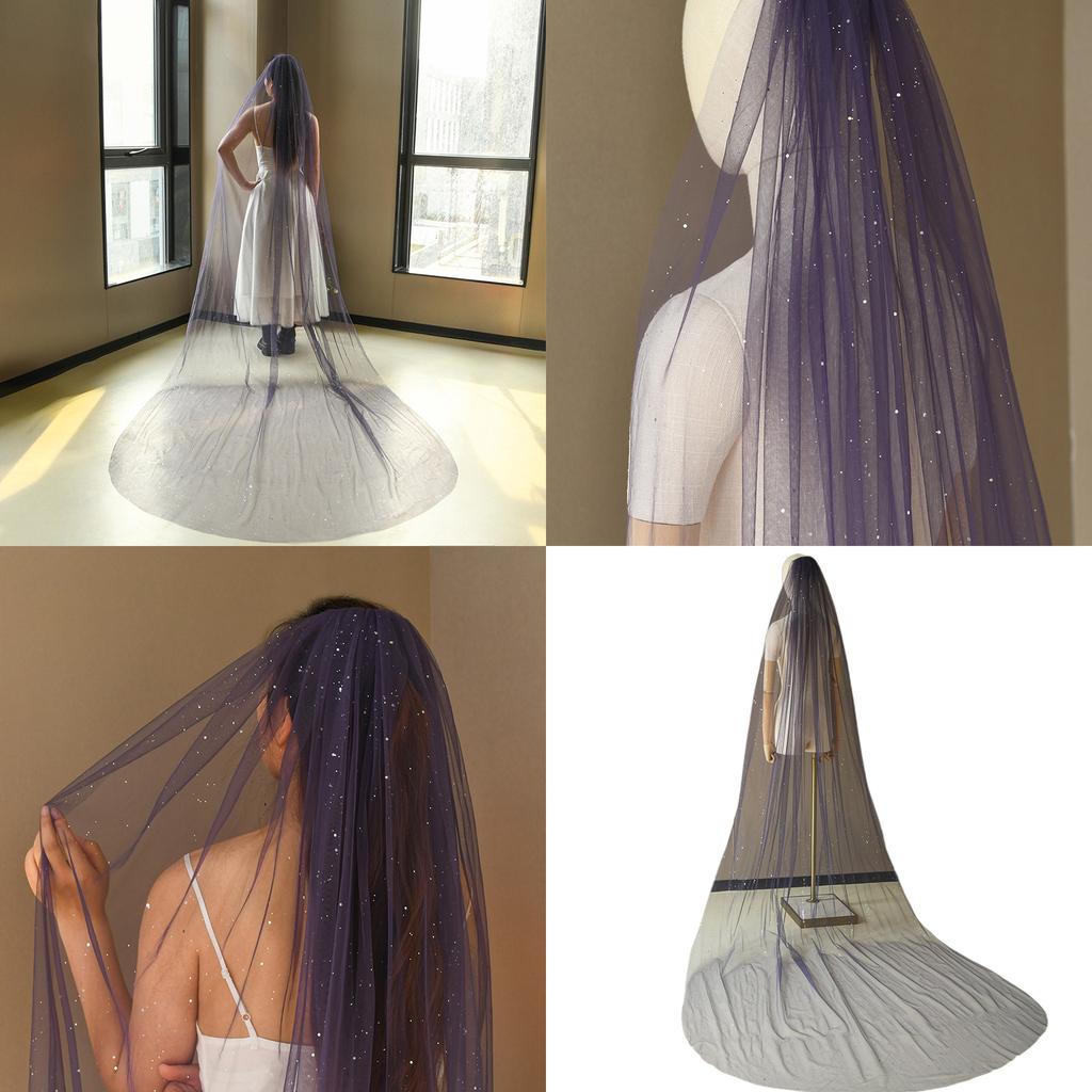 Wedding Veil Long Bridal Veil Glitter Tulle Floor Length for Weddings Bachelorette Party Occasion