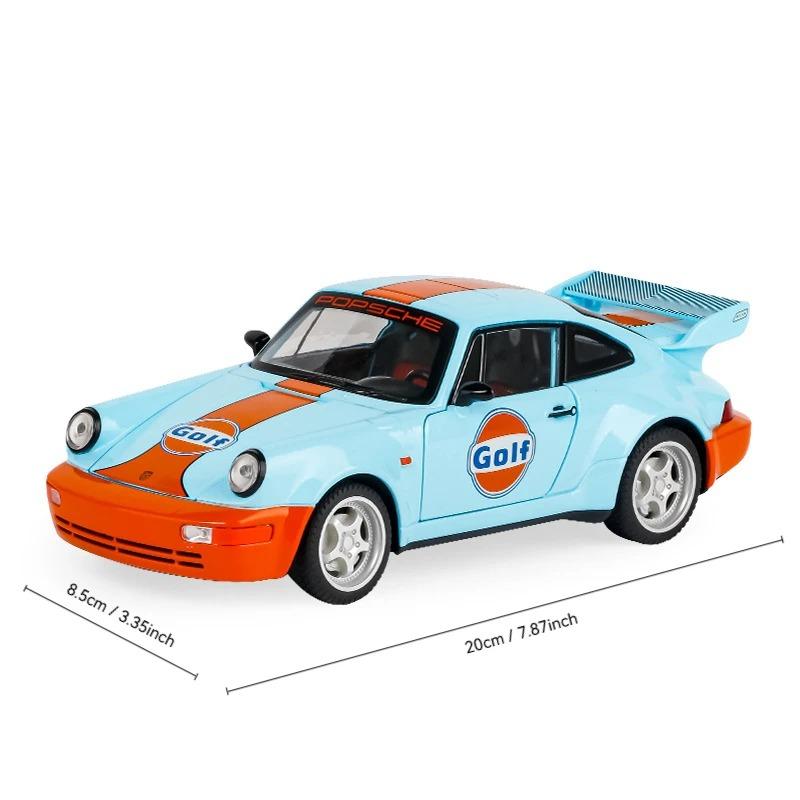 1/24 Ölçekli Porsche 964 Alaşım Araba Diecastlar ve Oyuncak Araçlar Araba Modeli Ses ve Işık Geri Çekmeli Araba Çocuklar İçin Oyuncaklar Hediyeler