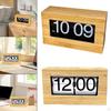 Digital Flip Clock with Wooden Frame for Desk Display 21.5x7.2x12.3cm AM/PM Hotel Yoga Room