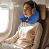 Fillable Portable U-Shaped Neck Pillow with Hood for Airplane Travel