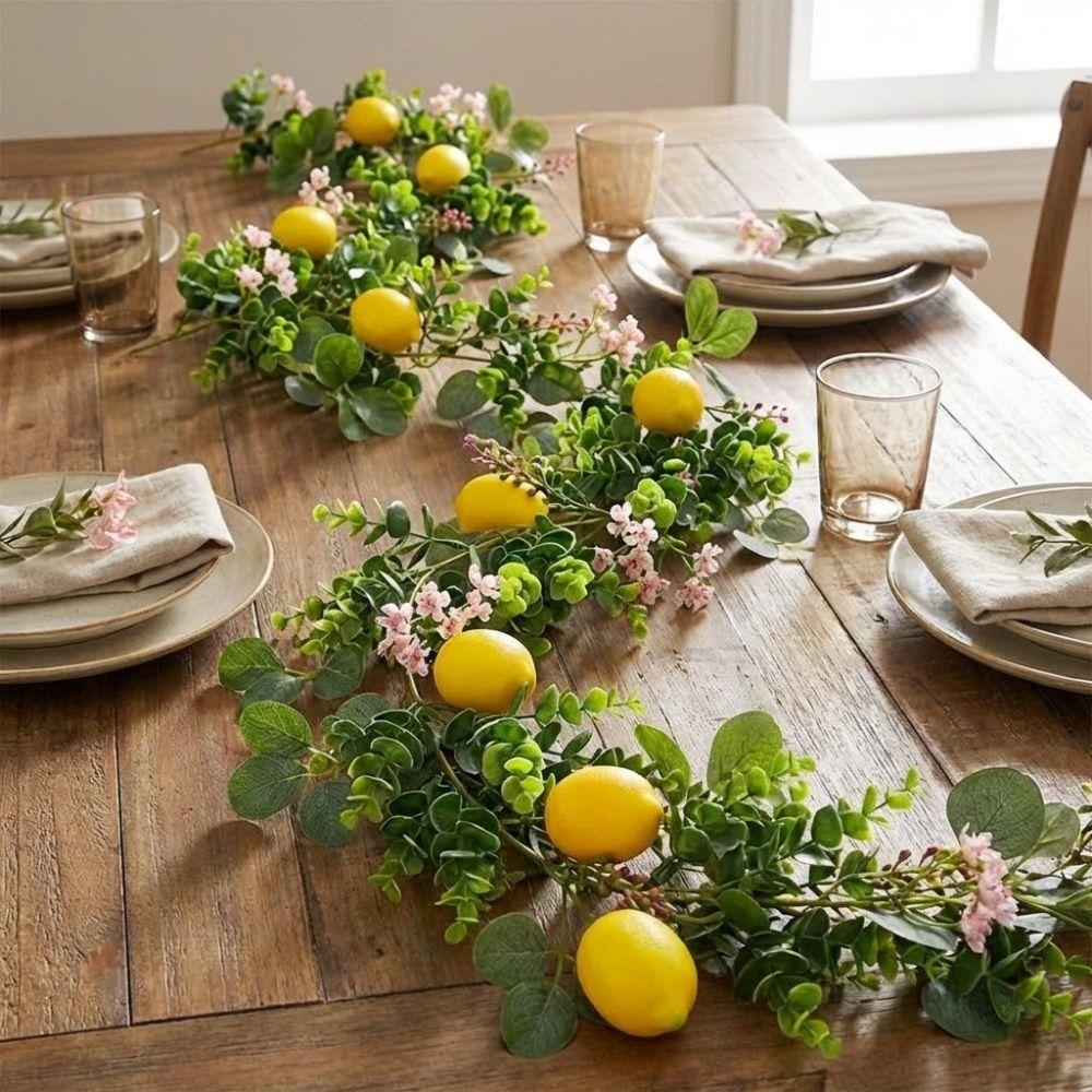 200CM Length Lemon Vine Wreath Green Leaves Lemon Garland Fake Plant  Kitchen Decor