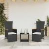 Vidaxl 3-Cz. Garden Furniture Set With Cushions, Black, PE Rattan