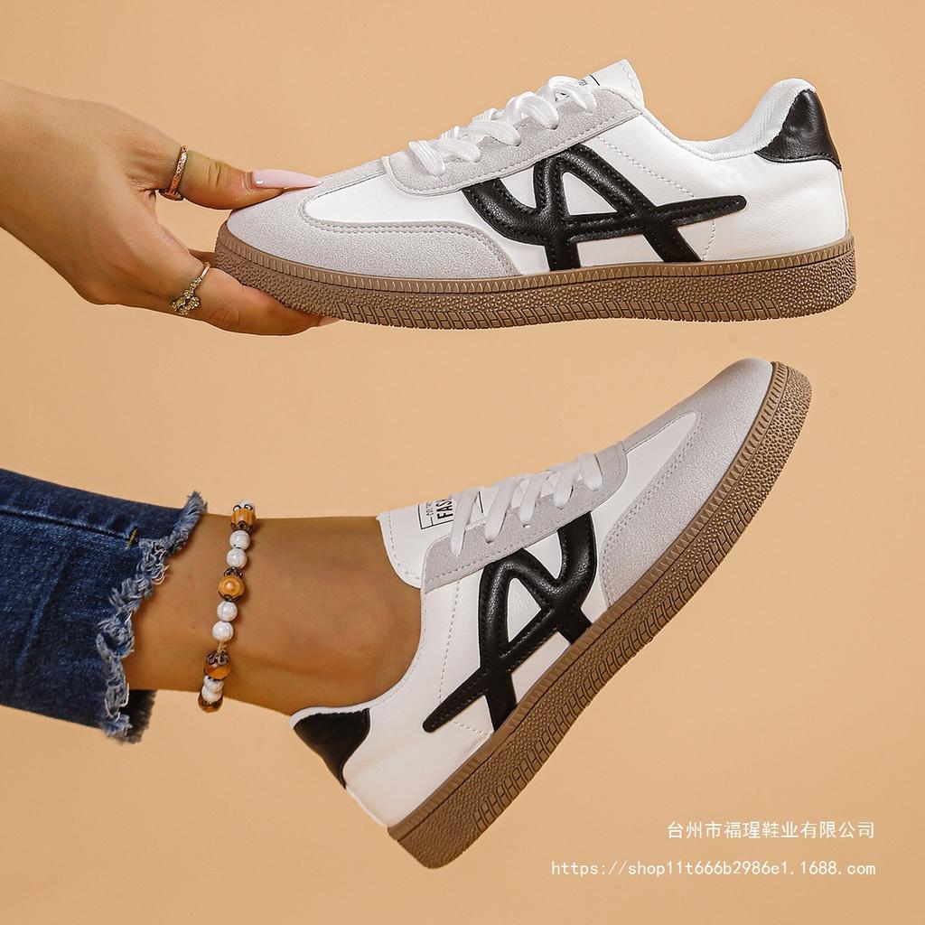 Large size soft-soled German training shoes, sports shoes, European and American design style, lace-up, lightweight and versatile jogging women's shoe