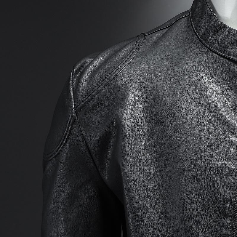 Men's Retro PU Leather Motorcycle Jacket with Stand Collar
