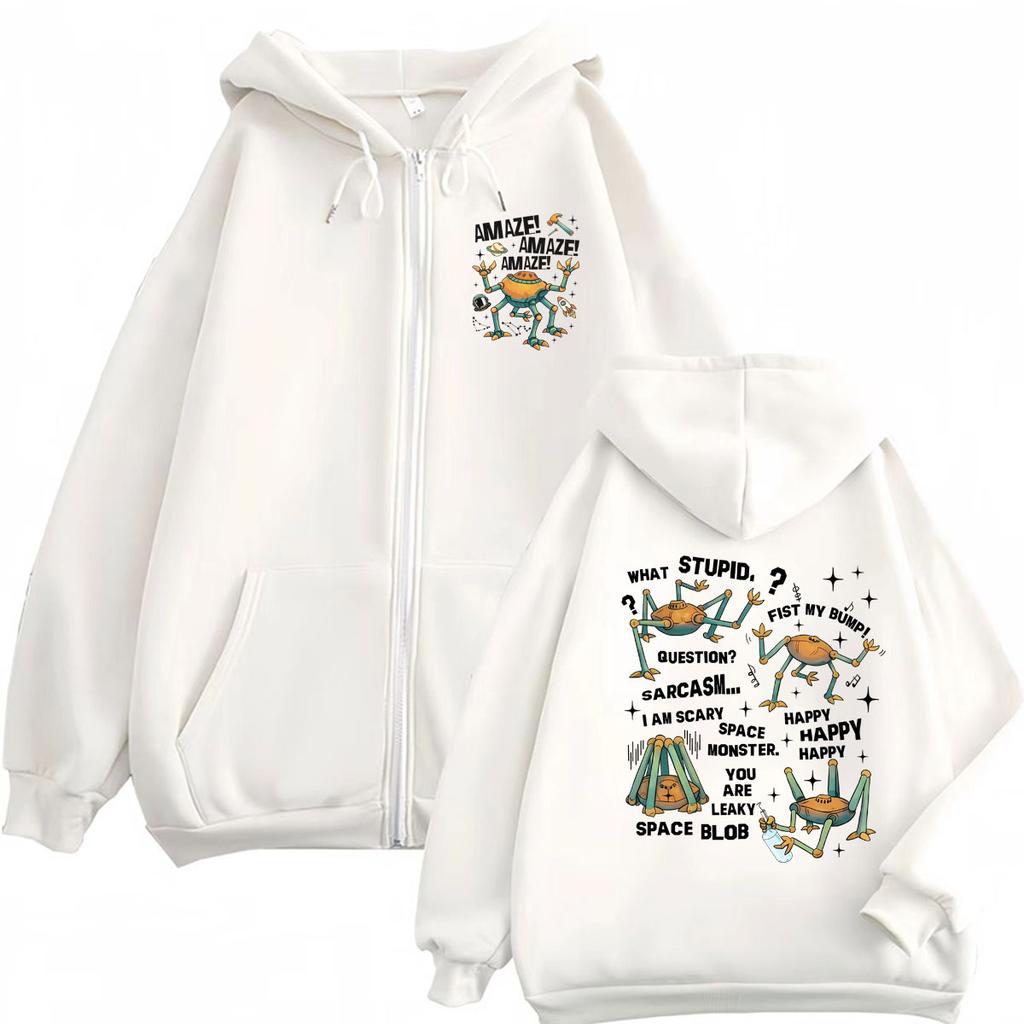 Rocky Amaze Projesi Hail Mary Kitabından İlham Alan Komik Fermuarlı Kapüşonlu Sweatshirtler Erkek Kadın Moda Kapüşonlular Montlar Ceket