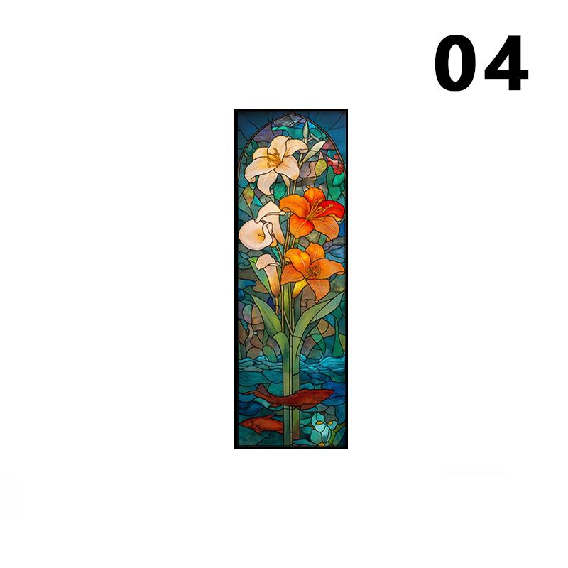 Retro Church Stained Glass Window Film Static Cling Privacy Window Film Translucent Home Decor Sunscreen Frosted Stickers