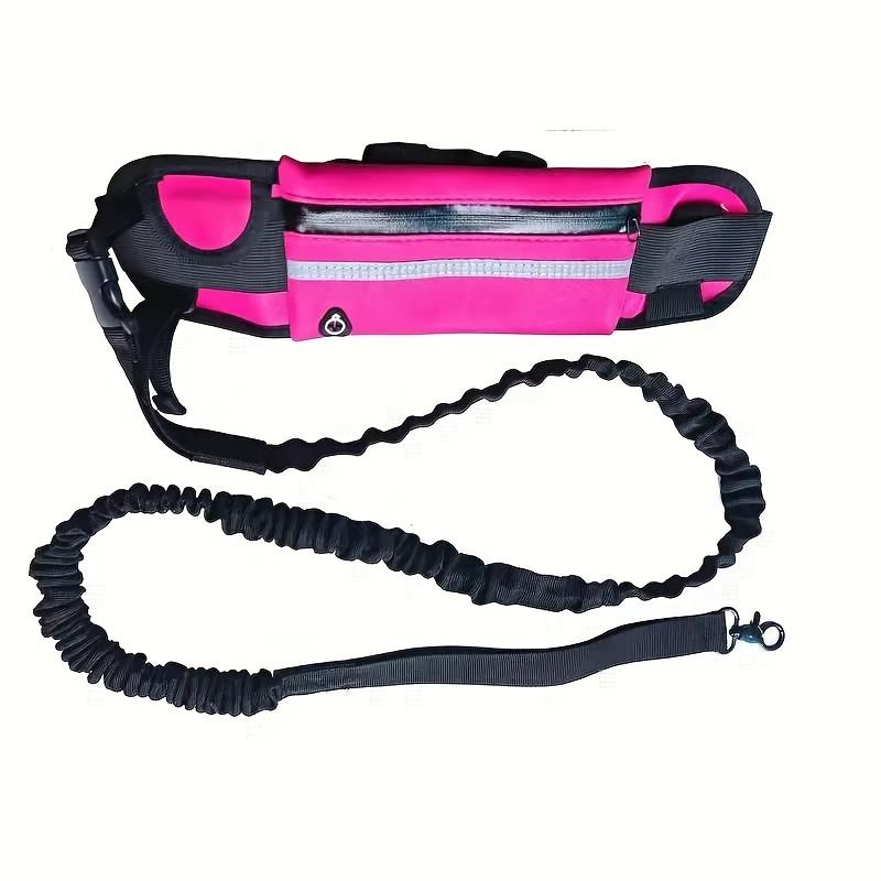 Correa Elástica para Perro Manos Libres con Bolsa de Cintura con Cremallera, Asa Engrosada para Paseo, Jogging, Carrera, Entrenamiento de Mascotas