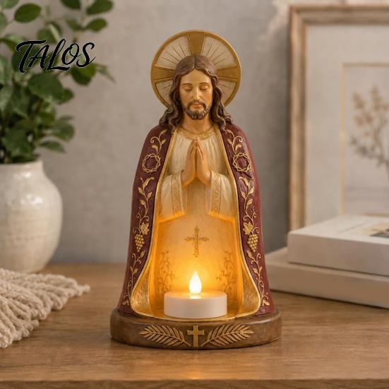 Talos Praying Figure Candlestick Decoration, Religious Candle Holder, Holder Ornaments for Home Office Living Room Table Decor