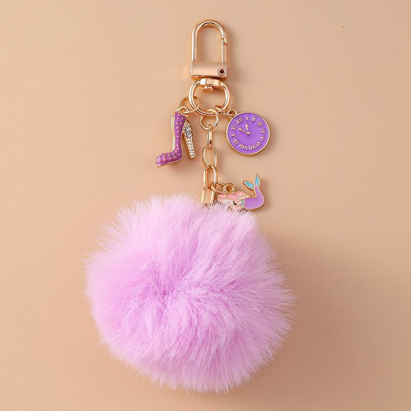 Portachiavi Palla di Pelo Finto di Coniglio Peluche Morbido Carino Portachiavi di Natale per Donne Ragazze Ciondolo per Borsa Gioielli Fai da Te Regalo