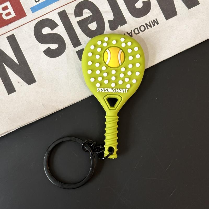 Tennis Keychain Creative PVC Soft Rubber Sports Key Chain Cute Tennis Racket Ball Keyring Fashion Bag Pendant Decoration Gifts