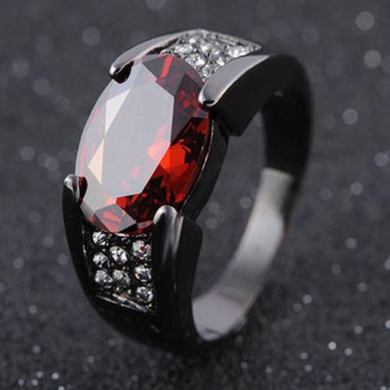 Noble Exquisite Workmanship Women Ring Inlaid Faux Gem Rhinestone Wedding Band Jewelry Accessory