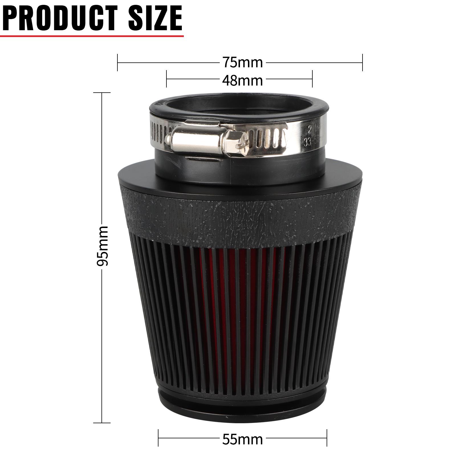 

NIBBI Universal 42mm 48mm 54mm Mushroom Head Motorcycle Carburetor Air Filter Cleaner Intake Pipe Modified Scooter Accessories 48mm BK straight