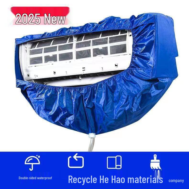 Thickened Oxford Air Conditioner Cleaning Cover with Water Collection and Side Panels for Wall-mounted Units