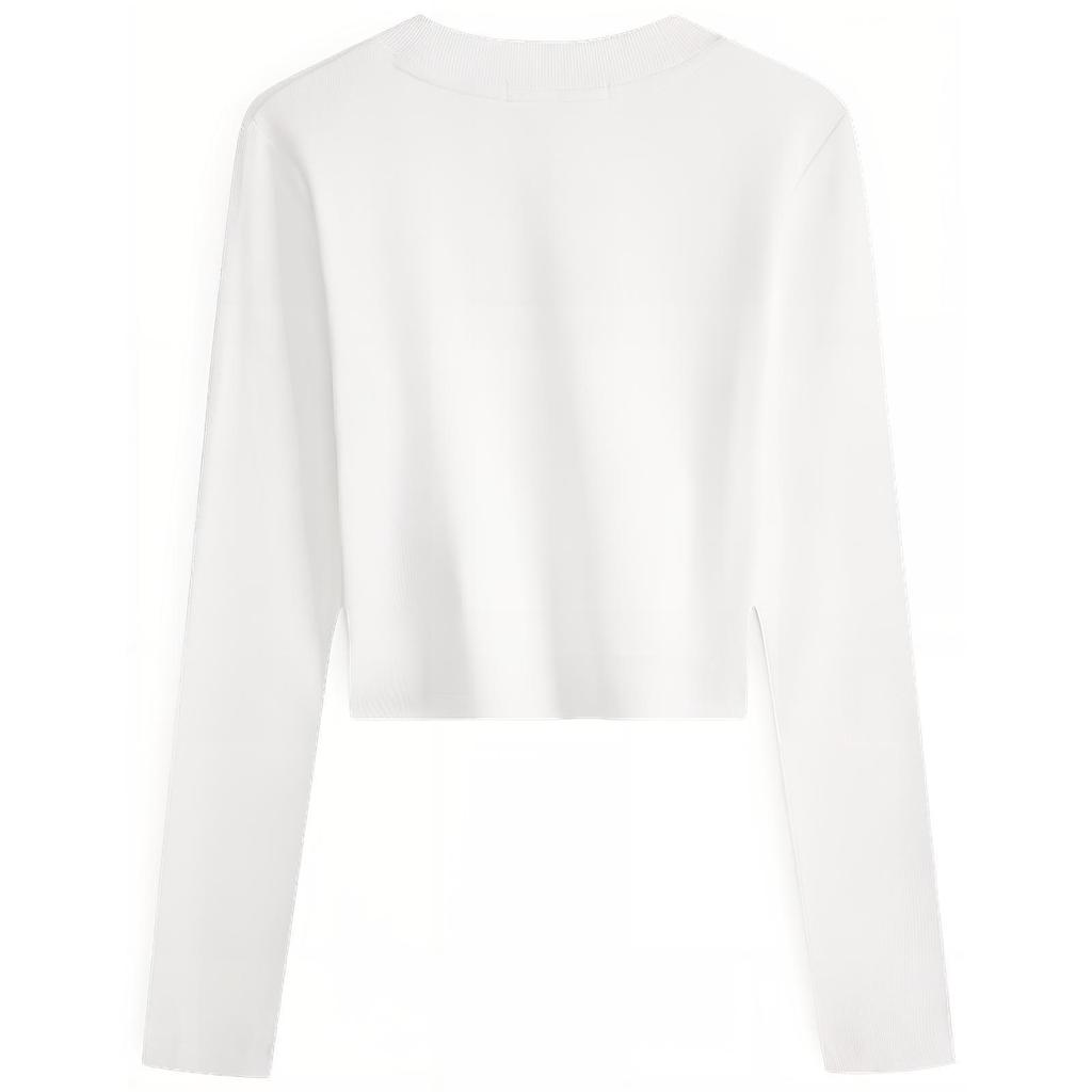 Calvin Klein Fashion Letter Ribbed Stretchy Long Sleeve T-Shirt Women Tops White J222390YAF