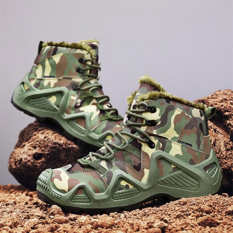 New Men's Snow Boots Workwear High Top Camouflage Shoes Fashionable and Versatile Denim Autumn and Winter Outdoor Warm Boots