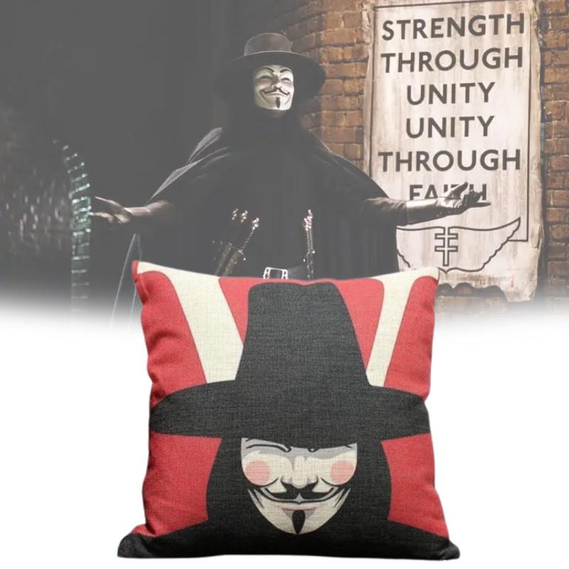 V For Vendetta Cartoon Throw Pillow Cover With Polyester Fabric For Living Room Decor