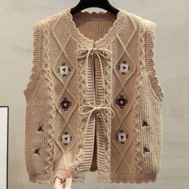 

Вязаный жилет с круглым вырезом, кардиган, женская весенняя мода и свободный свитер в западном стиле 2XL