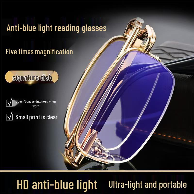 Intelligenter Zoom Tragbare Faltbare Unisex HD Lesebrille mit Blaulichtfilter für Nah- und Fernsicht