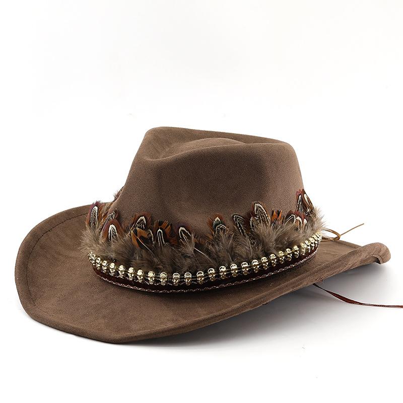 Suede denim hat for men and women, couple's ethnic style curled brim top hat, sun hat, jazz hat