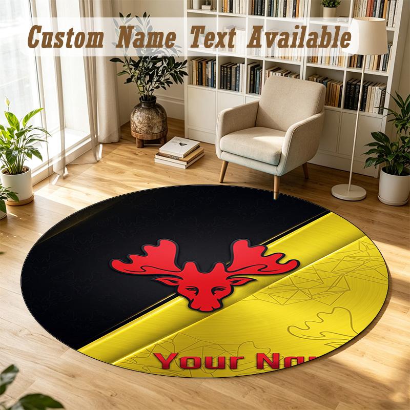 Round Rug Custom NameWatford FC Pattern Non Slip Carpet Home Floor Decor