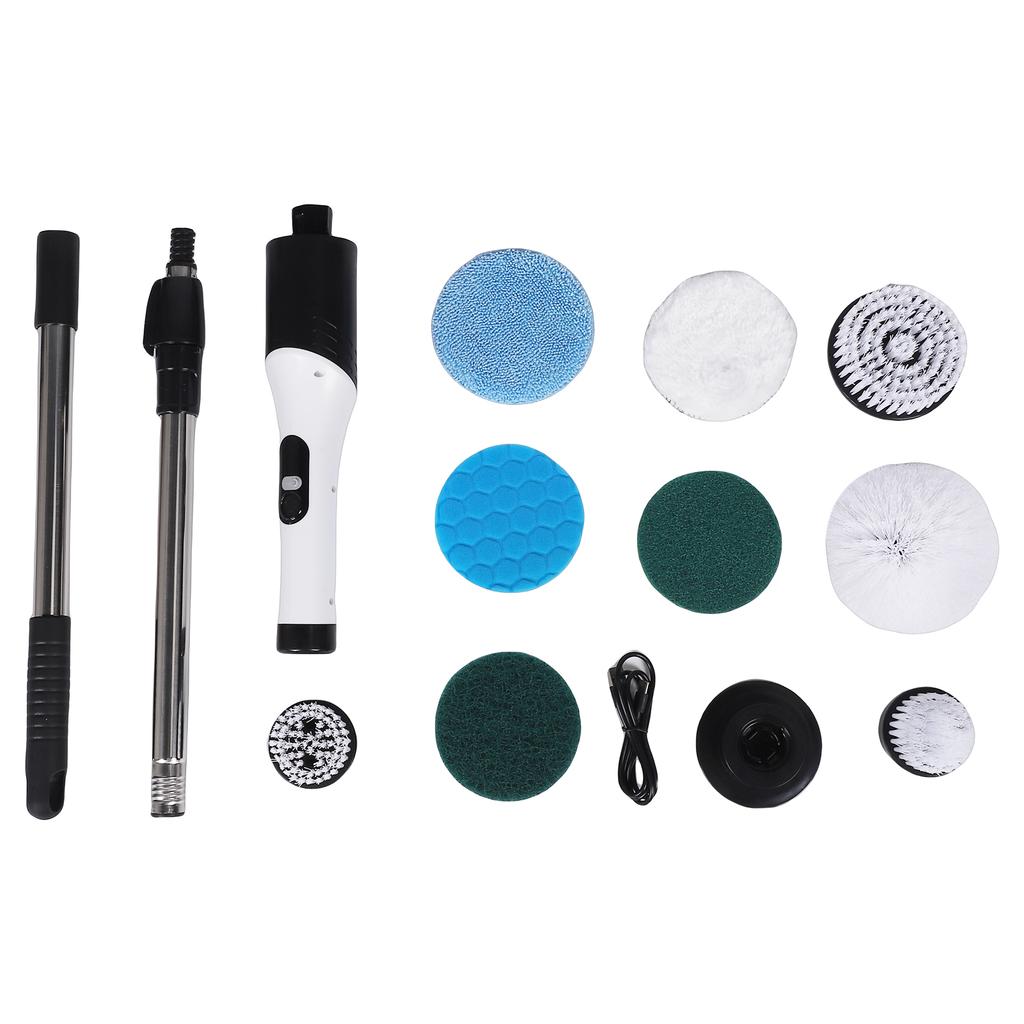 Electric Cleaning Brush Kit Multifunctional Handheld Cordless Scrubber for Kitchen Bathroom Digital Display Black White