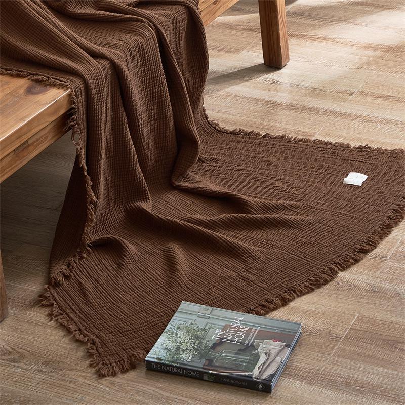 Coperta a Tasselli in Garza a Quattro Strati 100% Cotone Classe A per Divano e Ufficio - Copertura in Cotone per Tutte le Stagioni