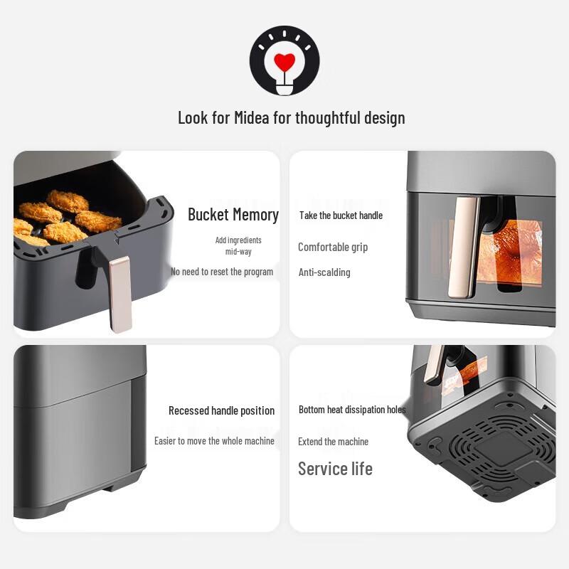 Midea AI Smart Visible Air Fryer CN plug (adapter included)