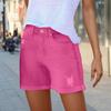 Women's Solid Color Jeans Stretch Slim Fit Distressed Denim Shorts