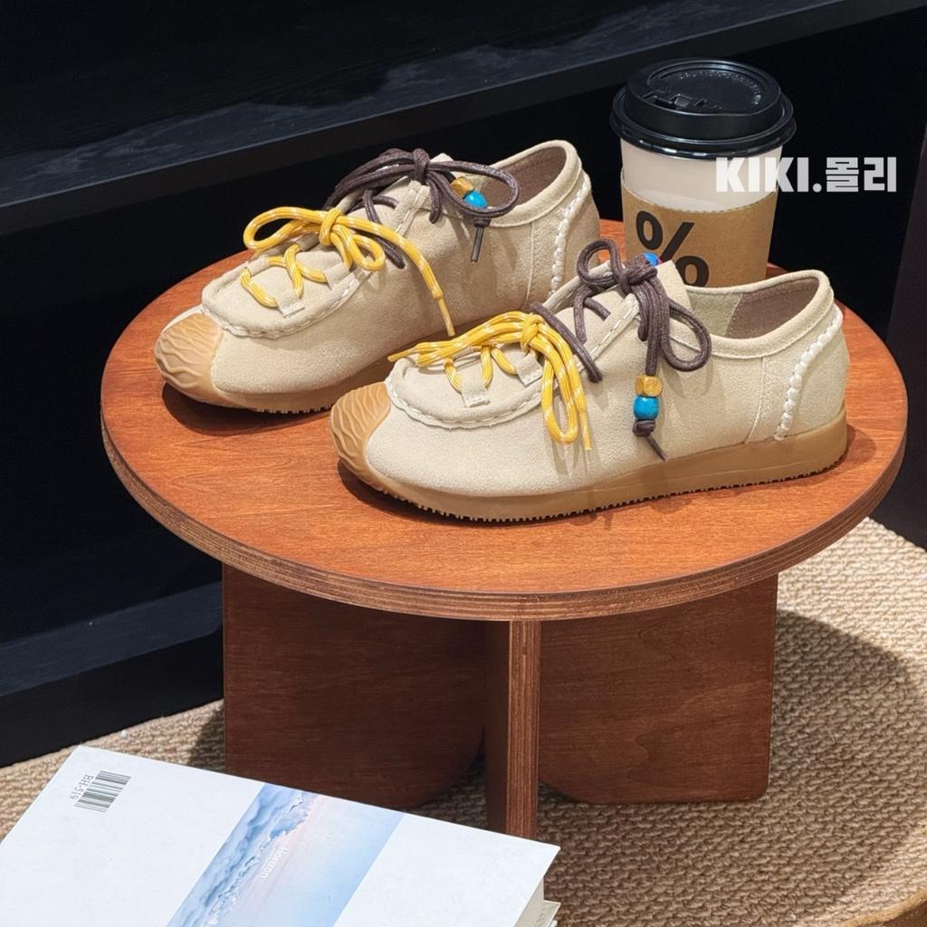 Casual lace-up niche platform sports Forrest Gump Doudou shoes 2025 autumn new versatile retro color matching German training shoes women