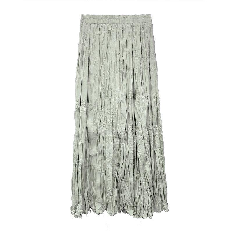 Extended crushed skirt Women's dance long skirt Korean high temperature setting pleated skirt Elegant pleated skirt