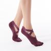 Combed Cotton Five-Toe Yoga Socks with Cross Lace-Up and Gel Pads for Dance and Casual Wear