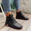 2025 Casual Women Plush Shoes Platform Loafers Lace Up Leather Flats Slip-On Mom Shoe Soft Soled Flat Shoes