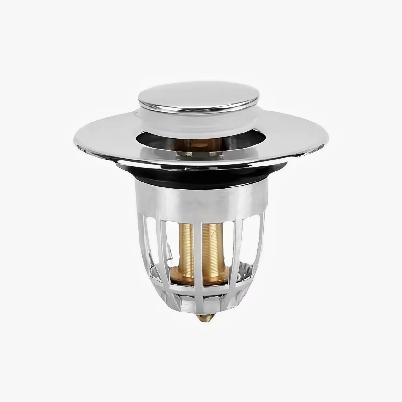 

Rebound Drain Plug Filter Basin Pop-Up Chrome Sink Universal Filter With Hair Catcher Bathroom Sink Drain Plug Easy To Push 1pcs