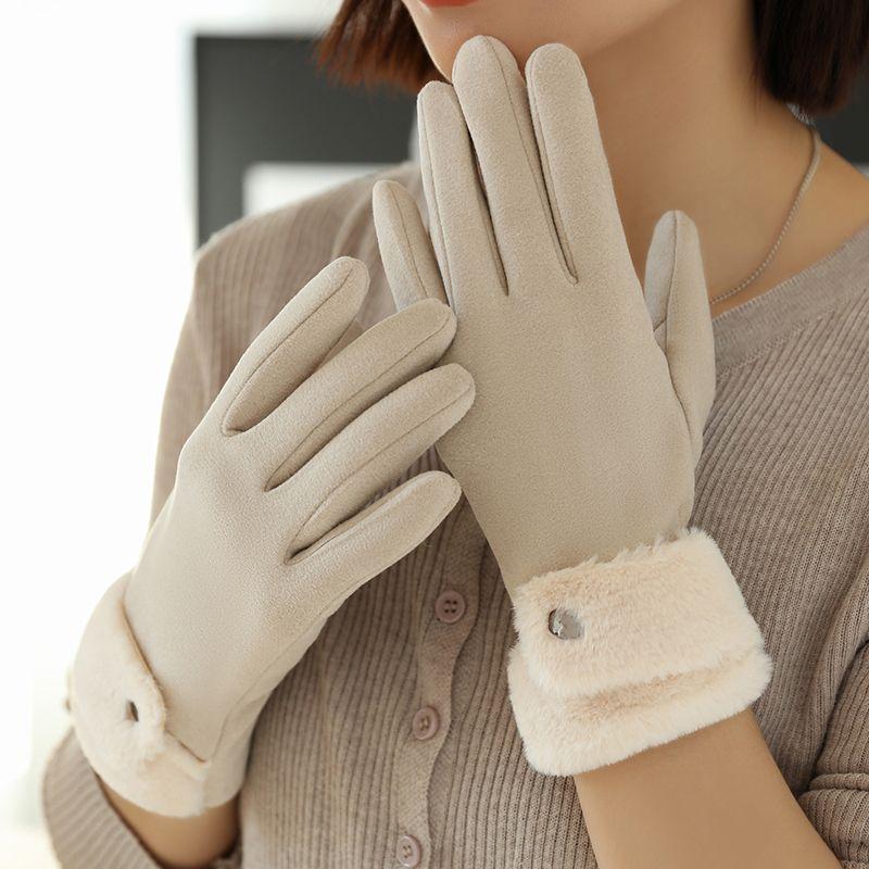 

Перчатки Женские Зимние Бархатные Утепленные Новые Велосипедные Ветрозащитные Теплые Перчатки с Сенсорным Экраном