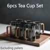 6pcs 360ml Premium High Borosilicate Heat-resistant Glass Set: Home Drinking Glasses with Wooden Handles, Stylish Tea Cups