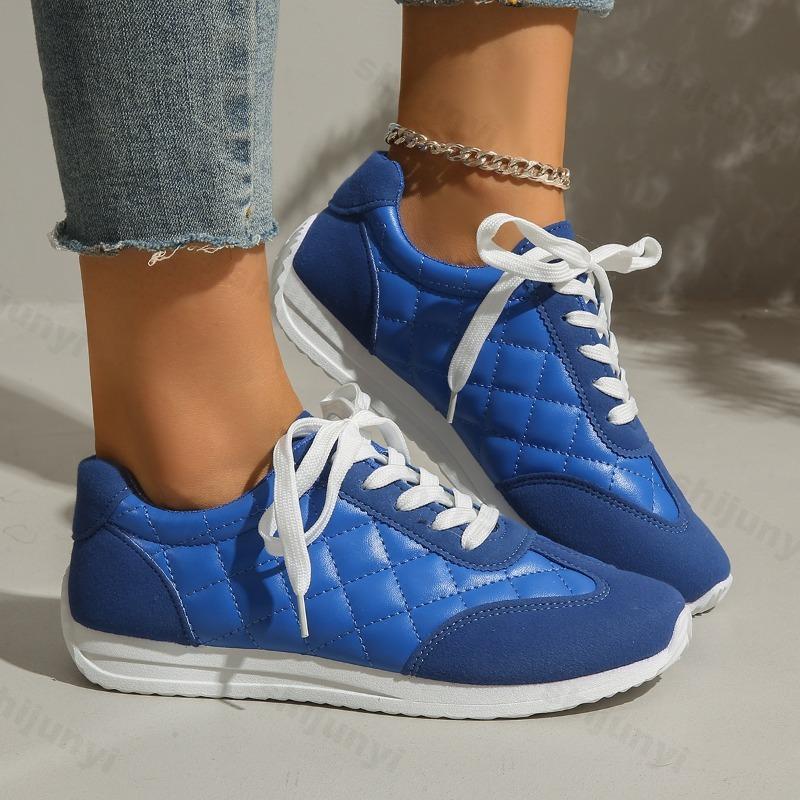 Women's Vulcanized Shoes Spring Autumn Lace Up Soft Sole Non Slip Sports Running Shoes Comfortable Fashion Outdoor Casual Flats