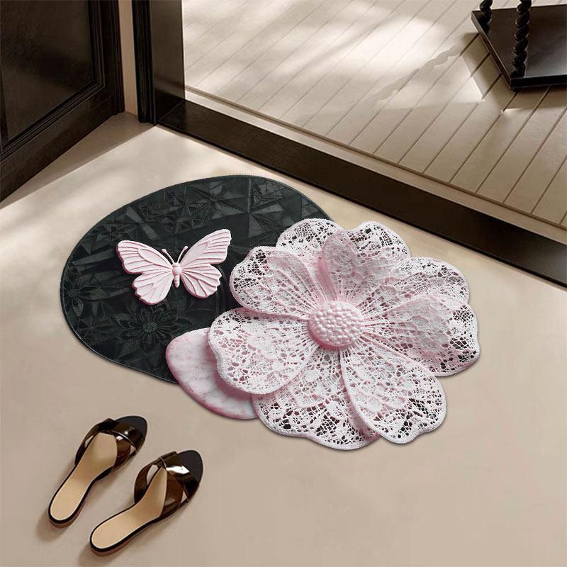 Light Luxury 3D Floral Irregular Shape Diatom Mud Floor Mat - Water-Absorbent, Quick-Drying, Easy Care for Bathroom/Toilet